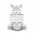 Personalized Eshet Chayil Shabbat Candle Tray – Silver Mirror Acrylic Candle Holder with Custom Name | Elegant Judaica Gift including Tealight Glass Clear Candle Holders LSN-4022