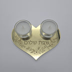 Personalized Heart Shabbat Candle Tray – Shabbat Shalom Hebrew Acrylic Candle Holder, Hostess Gift | Model LSN-4030