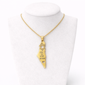 Israel Map Necklace with Star of David Pendant – “Ein Li Eretz Acheret” Engraved Gold Stainless Steel Necklace | Unisex Jewish Gift LSN-6003