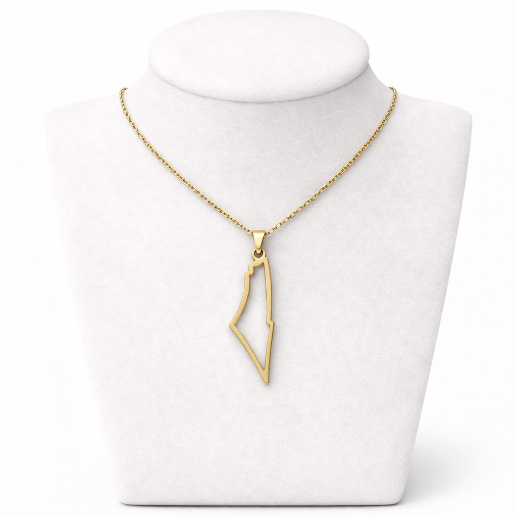 Israel Map Necklace Pendant –Gold Stainless Steel Israel Shape Necklace | Unisex Jewish Gift LSN-6005