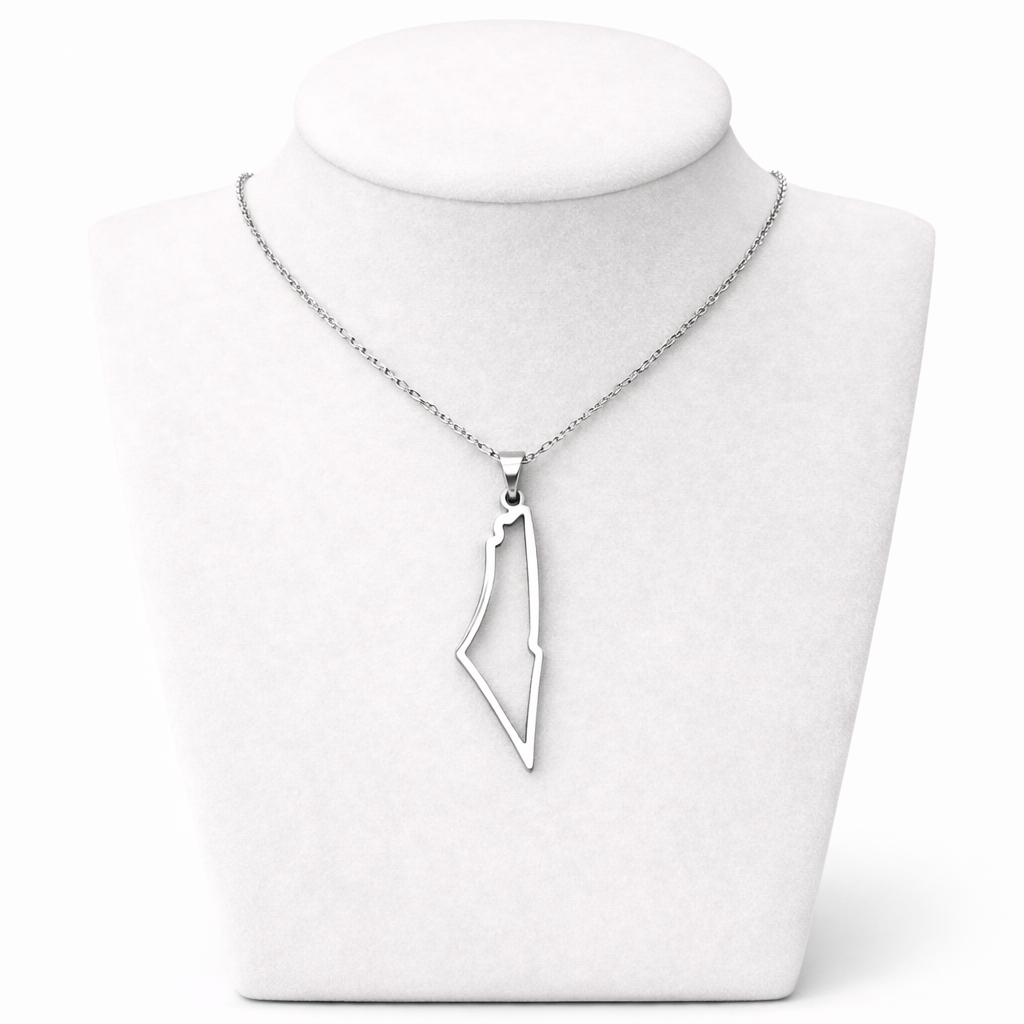Israel Map Necklace Pendant – Silver Stainless Steel Israel Shape Necklace | Unisex Jewish Gift LSN-6006