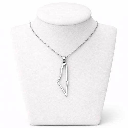 Israel Map Necklace Pendant – Silver Stainless Steel Israel Shape Necklace | Unisex Jewish Gift LSN-6006