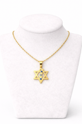 Star of David Necklace with Israel Map & Flag Detail – Gold Stainless Steel Pendant | Unisex Jewish Gift LSN-6015