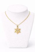 Star of David Necklace with Chai Pendant – Gold Stainless Steel Jewish Necklace | Unisex Gift LSN-6017