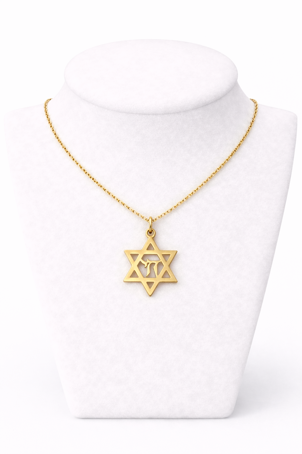 Star of David Necklace with Chai Pendant – Gold Stainless Steel Jewish Necklace | Unisex Gift LSN-6017