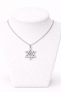 Star of David Necklace with Chai Pendant – Silver Stainless Steel Jewish Necklace | Unisex Gift LSN-6018