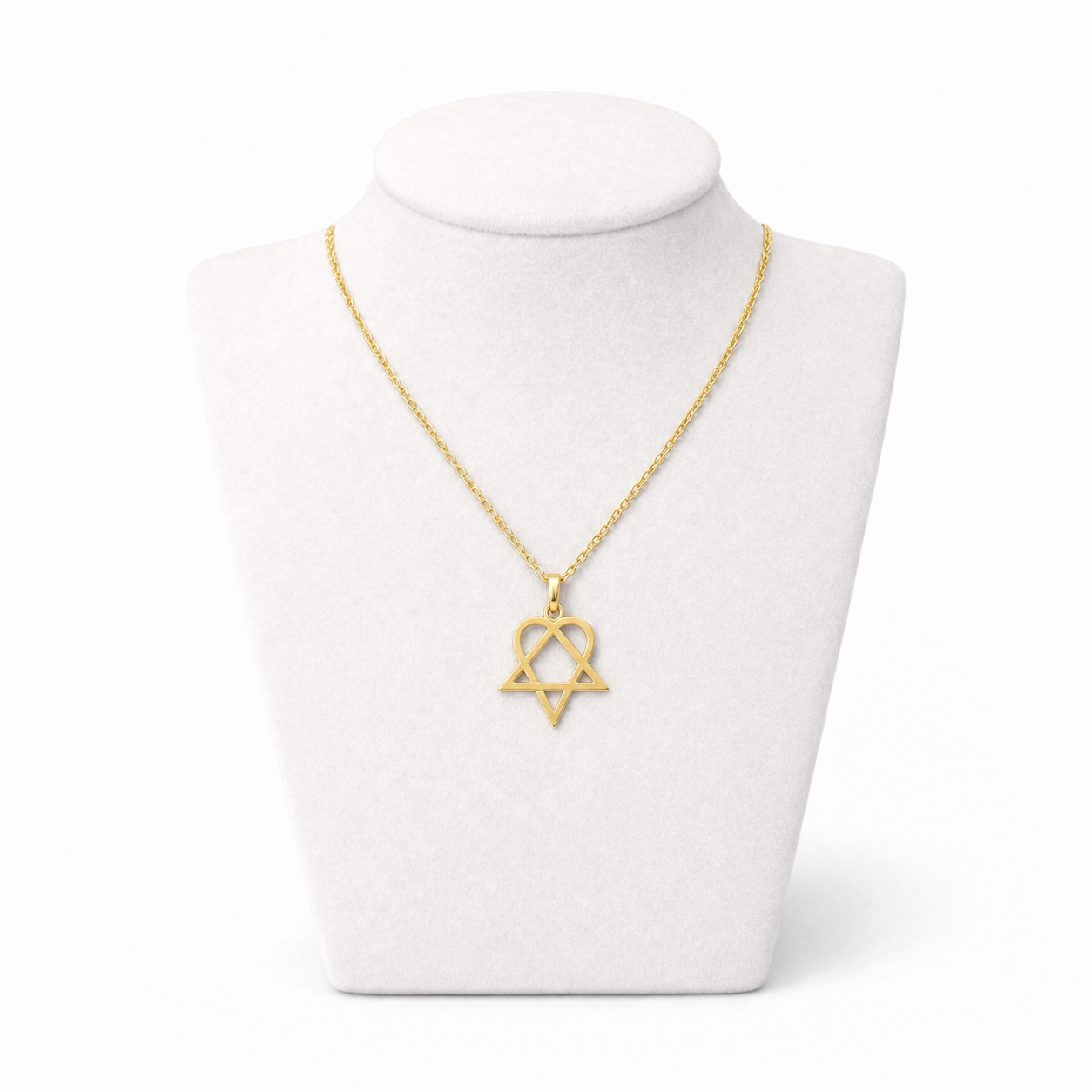 Star of David Heart Necklace – Gold Stainless Steel Jewish Pendant | Unisex Gift LSN-6019