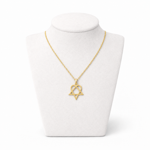 Star of David Heart Necklace – Gold Stainless Steel Jewish Pendant | Unisex Gift LSN-6019