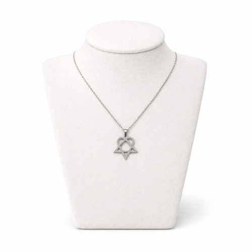 Star of David Heart Necklace – Silver Stainless Steel Jewish Pendant | Unisex Gift LSN-6020