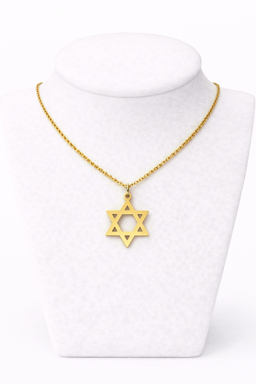 Star of David Necklace 2 x 2 cm – Gold Stainless Steel Jewish Pendant | Unisex Gift LSN-6021