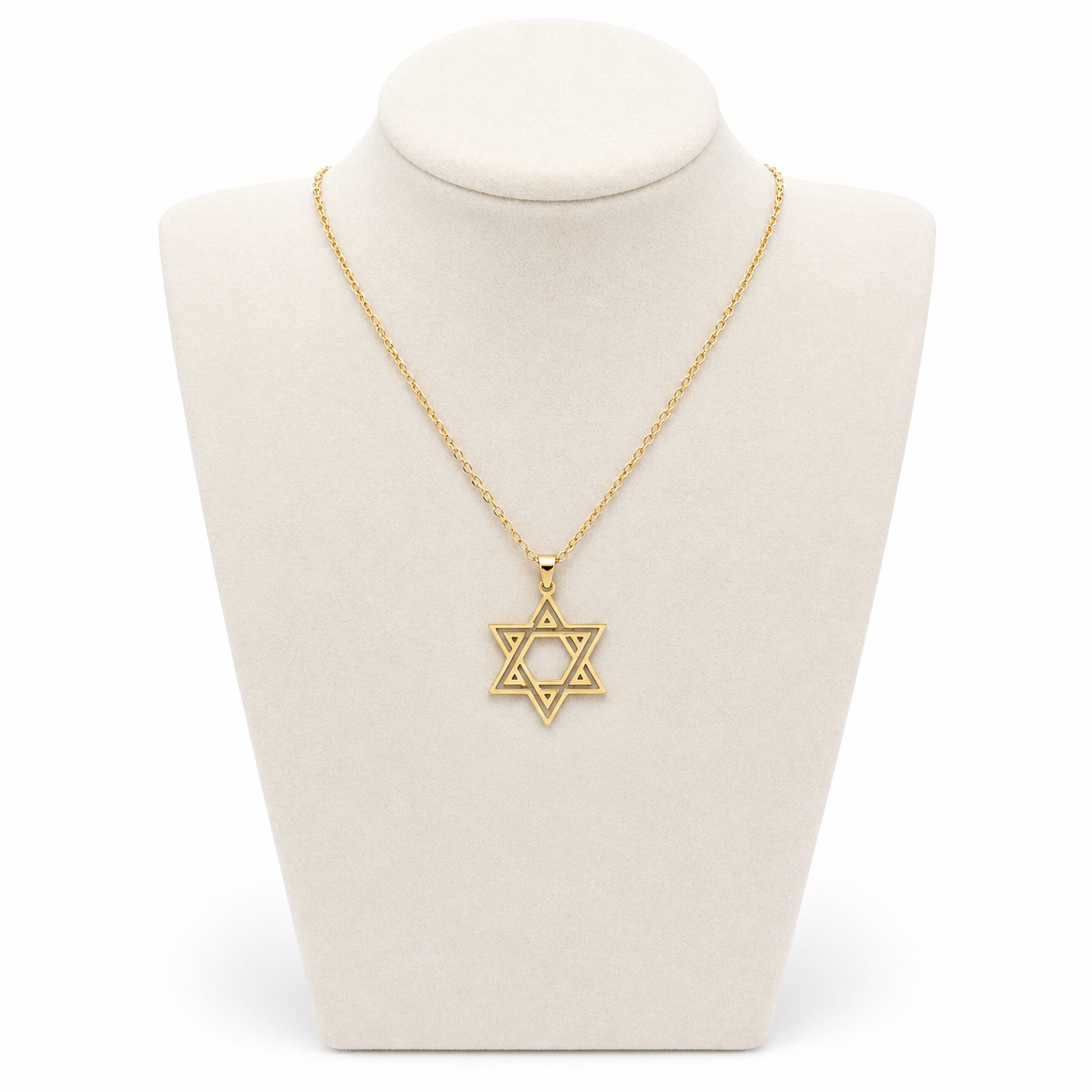 Star of David Necklace 2.5 x 2.3 cm – Gold Stainless Steel Jewish Pendant | Unisex Gift LSN-6023