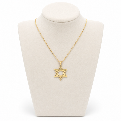 Star of David Necklace 2.5 x 2.3 cm – Gold Stainless Steel Jewish Pendant | Unisex Gift LSN-6023