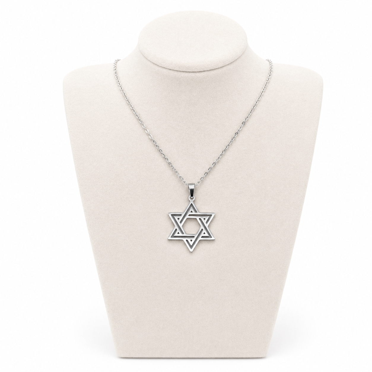 Star of David Necklace 2.5 x 2.3 cm – Silver Stainless Steel Jewish Pendant | Unisex Gift LSN-6024