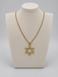 Star of David Necklace 3 x 2.5 cm  – Gold Stainless Steel Jewish Pendant | Unisex Gift LSN-6028