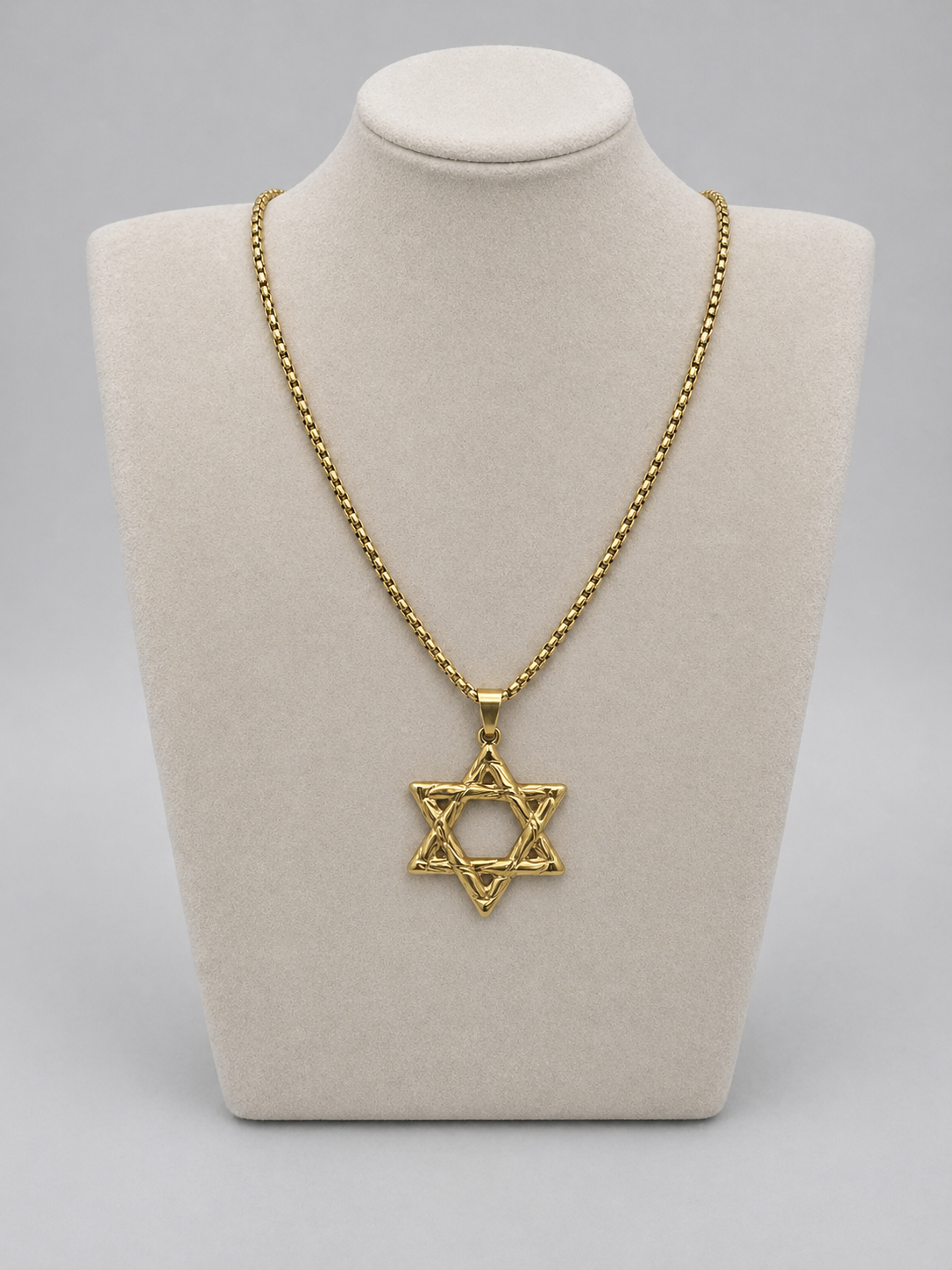 Star of David Necklace 3 x 2.5 cm  – Gold Stainless Steel Jewish Pendant | Unisex Gift LSN-6028