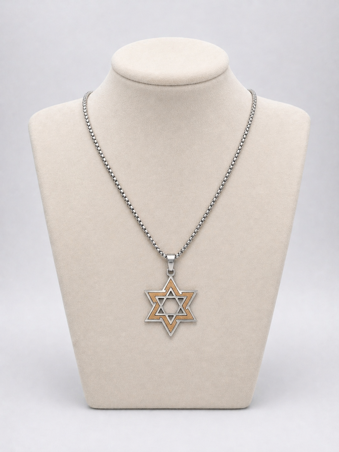 Star of David Necklace 3 x 2.5 cm  – Gold / Silver Stainless Steel Jewish Pendant | Unisex Gift LSN-6031