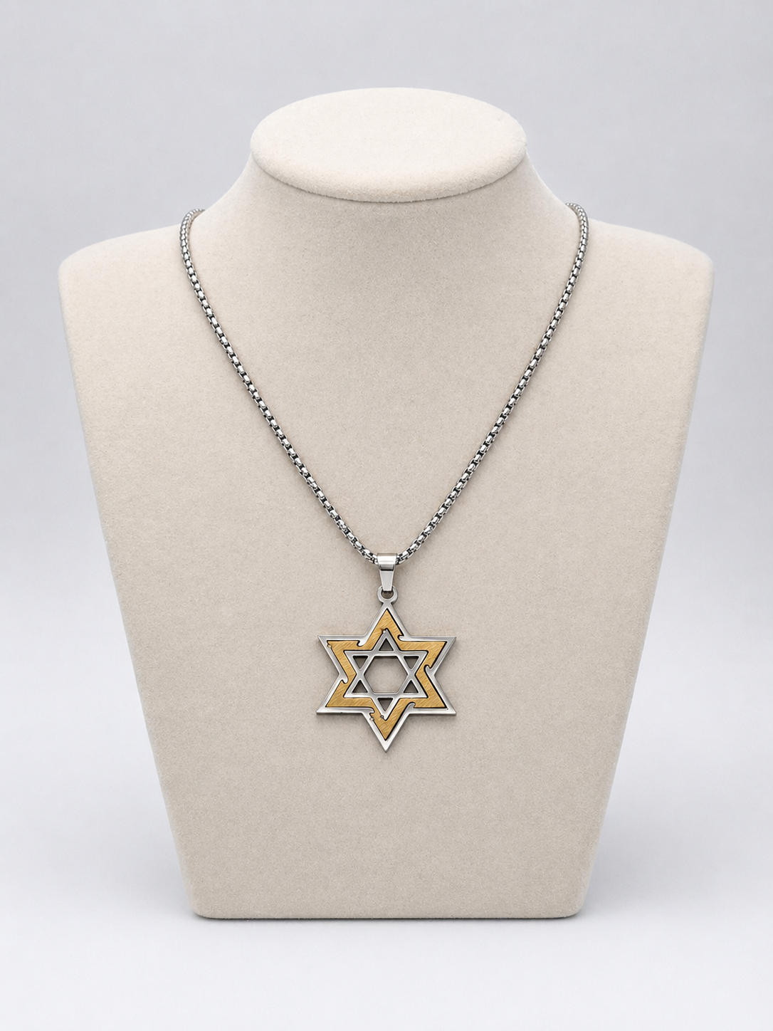 Star of David Necklace 3 x 2.5 cm  – Gold / Silver Stainless Steel Jewish Pendant | Unisex Gift LSN-6032
