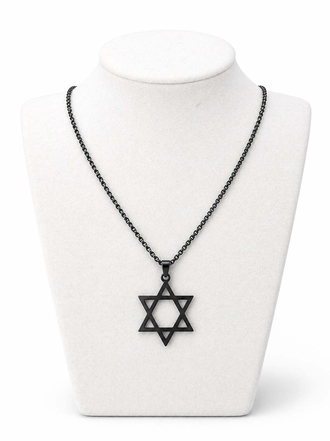 Star of David Necklace  3.5 x 2.5 cm  –  Black Stainless Steel Jewish Pendant | Unisex Gift LSN-6034