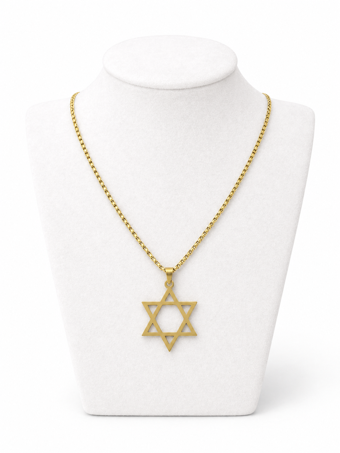 Star of David Necklace  3.5 x 2.5 cm  –  Gold Stainless Steel Jewish Pendant | Unisex Gift LSN-6035
