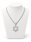 Star of David Necklace  3.5 x 2.5 cm  –  Silver Stainless Steel Jewish Pendant | Unisex Gift LSN-6036