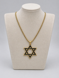 Star of David Necklace  3.5 x 3 cm –  Black /  Gold Stainless Steel Jewish Pendant | Unisex Gift LSN-6041