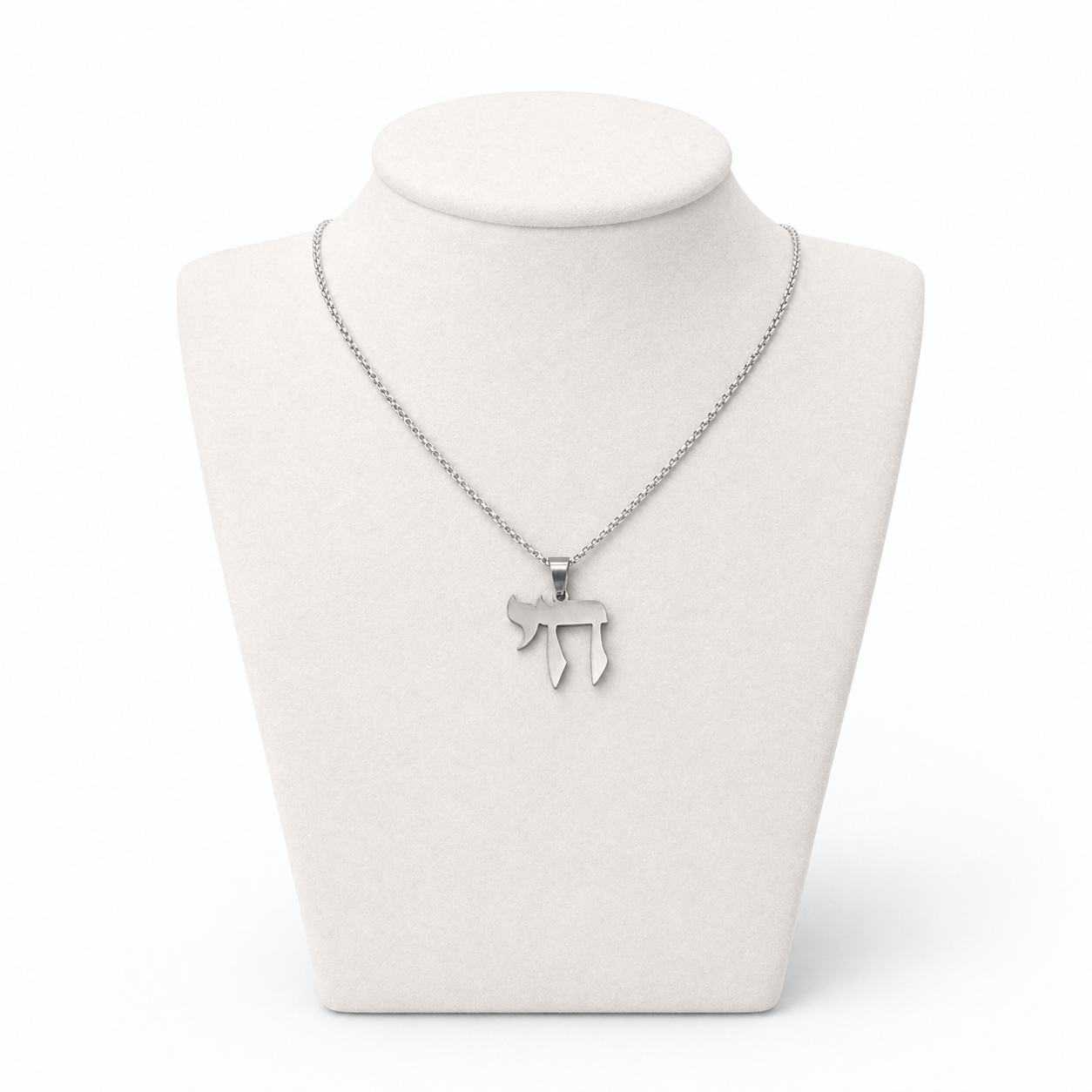 Chai Necklace 2.5 x 2.5 cm – Silver Stainless Steel Jewish Pendant | Unisex Gift LSN-6042