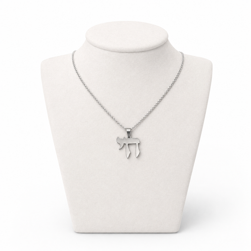 Chai Necklace 2.5 x 2.5 cm – Silver Stainless Steel Jewish Pendant | Unisex Gift LSN-6042