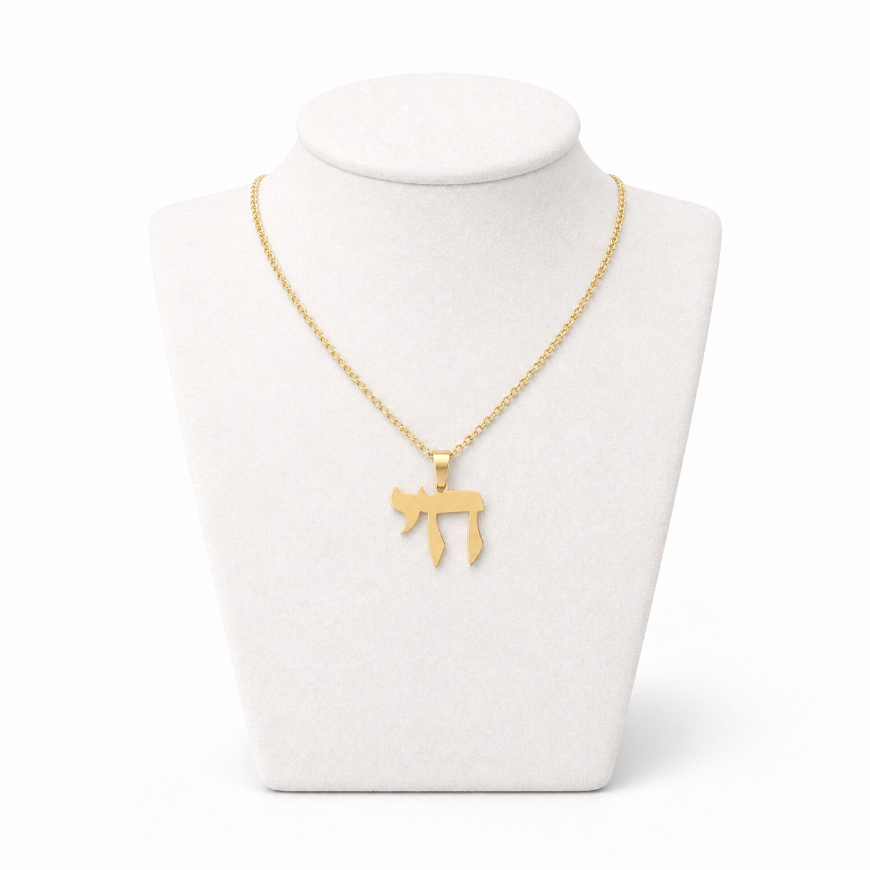 Chai Necklace 2 x 2 cm – Gold Stainless Steel Jewish Pendant | Unisex Gift LSN-6045