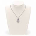 Hamsa Necklace with Stone Detail 2 x 1.5 cm – Silver Stainless Steel Pendant | Unisex Protection Jewelry LSN-6051