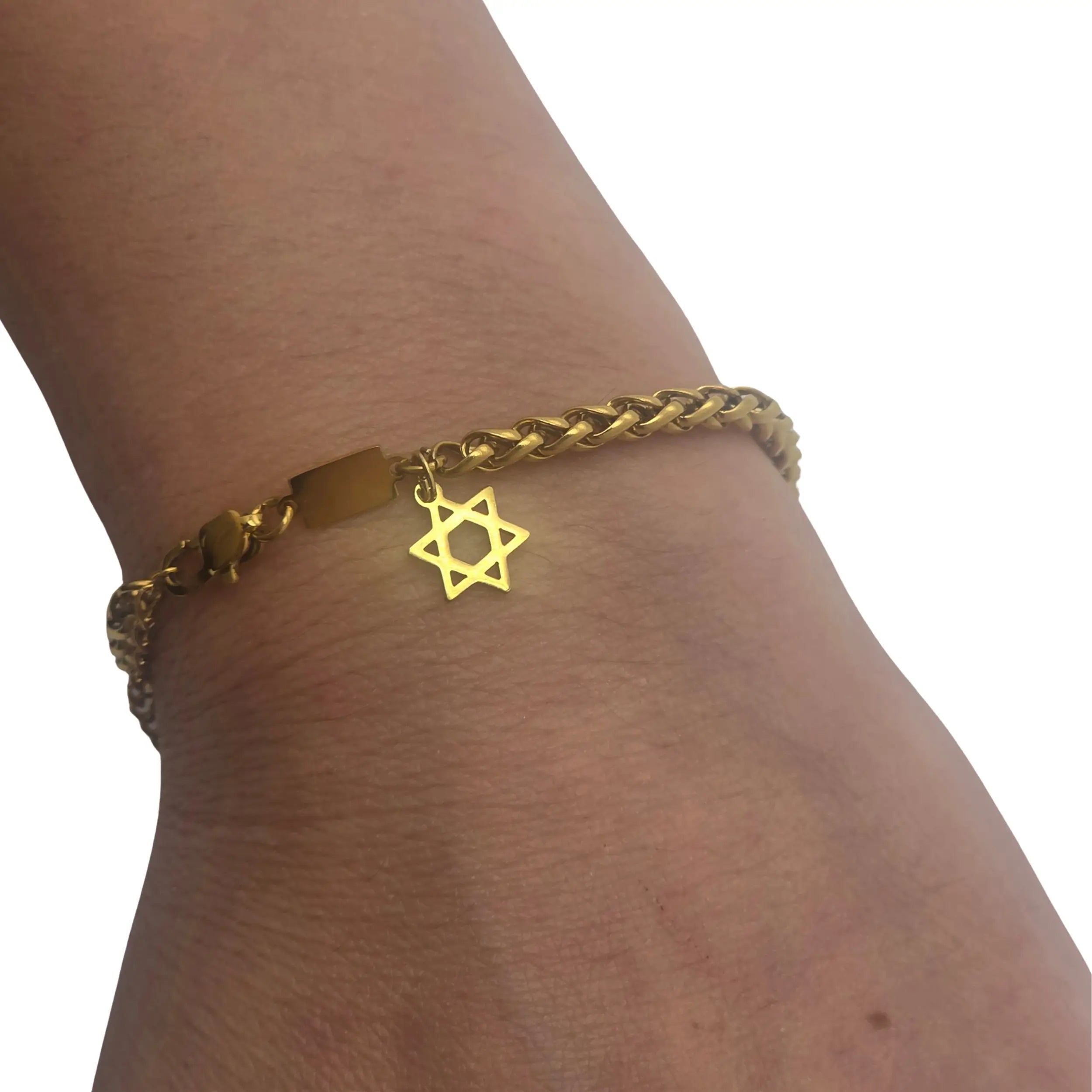 Star of David Bracelet – [Golden] Stainless Steel Jewish Single Chain Bracelet | Unisex Gift LSN-6203
