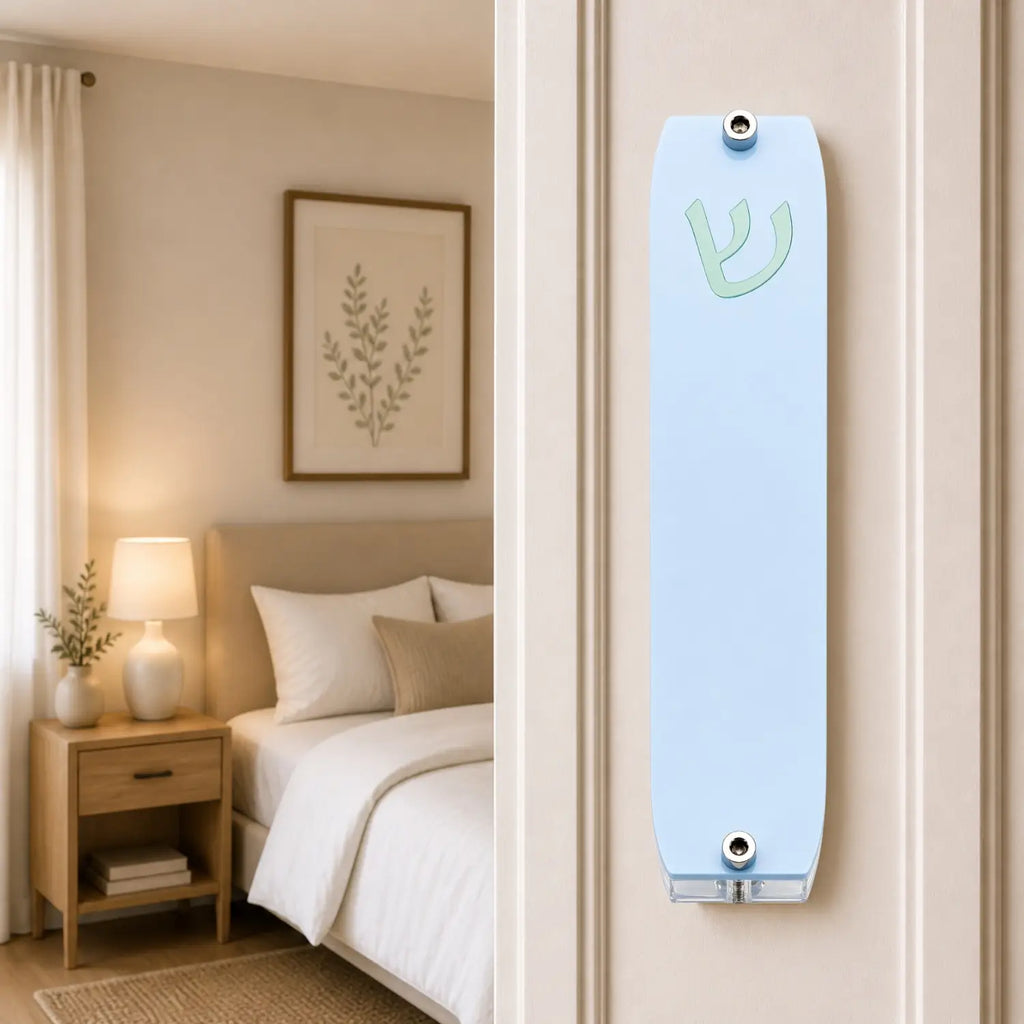 Genesis Small Mezuzah for Door – Handmade Premium Clear Acrylic Case – Model LSN-20030