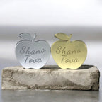Rosh Hashanah Apple Fridge Magnets – Golden/Silver Mirror Acrylic "Shana Tova" Hebrew/English Magnets | Set of 5 or More