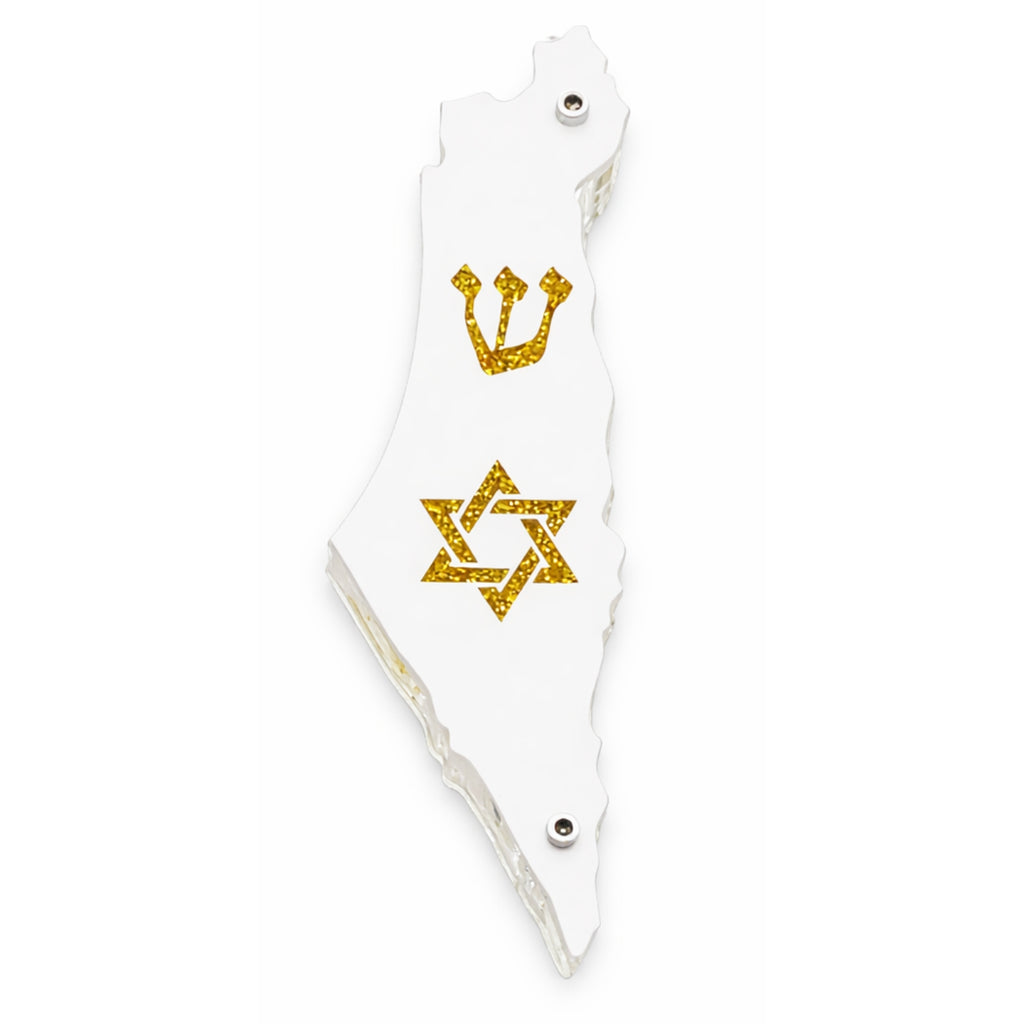 Genesis Map of Israel with David Star Mezuzah for Door – Handmade Premium Clear Acrylic Case – Model LSN-30502