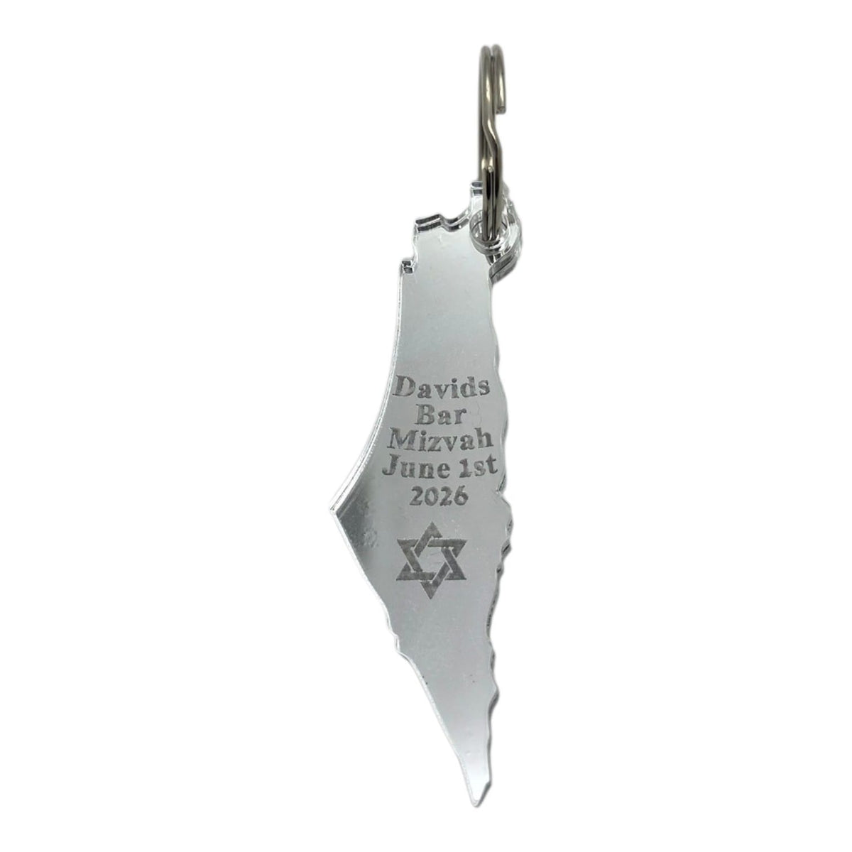 Personalized Israel Map Keychains – Custom Event Favors & Guest Keepsakes, Gold or Silver Mirror Acrylic
