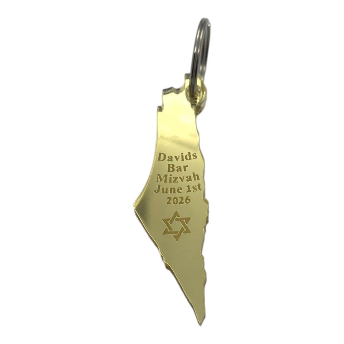 Personalized Israel Map Keychains – Custom Event Favors & Guest Keepsakes, Gold or Silver Mirror Acrylic