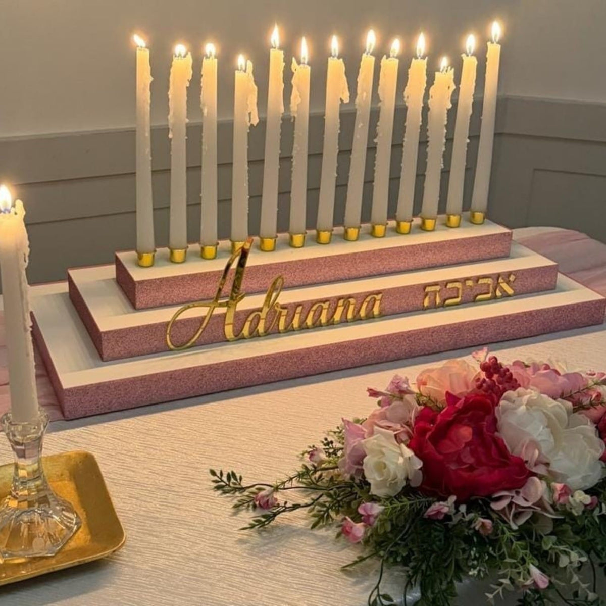 Personalized Mirror Acrylic Name - Custom Hebrew or English Cursive Name for Events, Backdrops & Displays