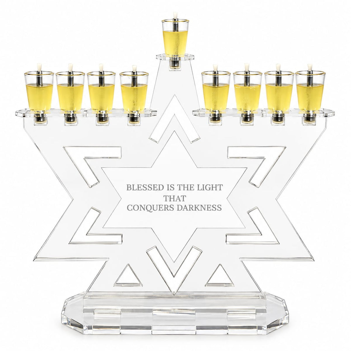 David Medium Personalized Maccabi Menorah Chanukiah – Custom Engraved Acrylic Hanukkah Menorah | Model # LSN-2201