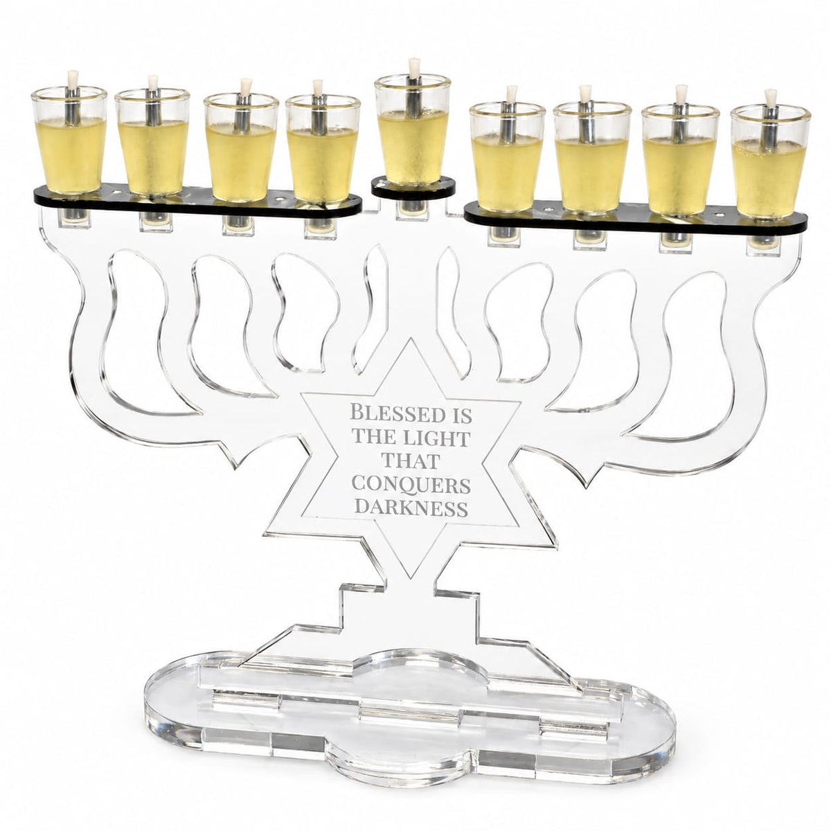 Levi Medium Personalized Maccabi Menorah Chanukiah – Custom Engraved Acrylic Hanukkah Menorah | Model # LSN-2202