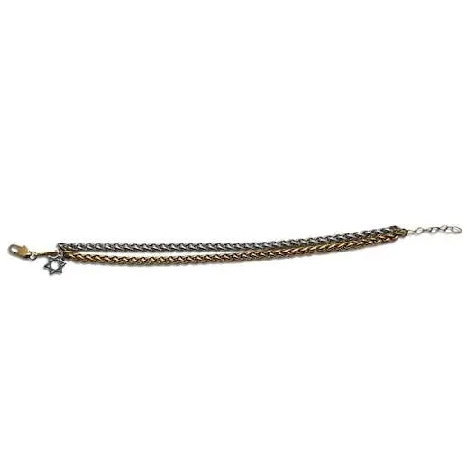 Star of David Bracelet – [Silver,Golden] Stainless Steel Jewish Double Chain Bracelet | Unisex Gift