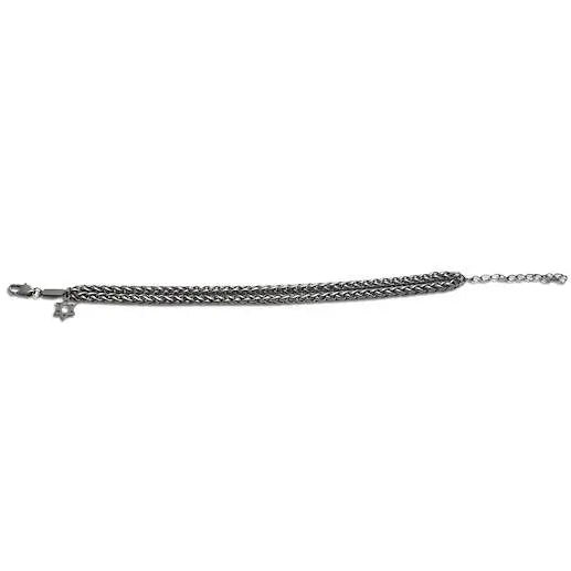 Star of David Bracelet – [Silver] Stainless Steel Jewish Double Chain Bracelet | Unisex Gift