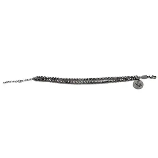 Star of David Bracelet – [Silver] Stainless Steel Jewish Double Chain Bracelet | Unisex Gift
