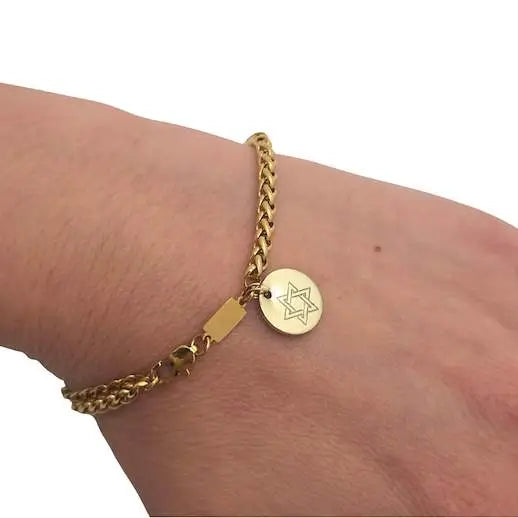 Star of David Bracelet – [Golden] Stainless Steel Jewish Single Chain Bracelet | Unisex Gift