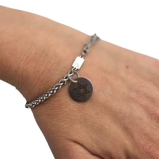 Star of David Bracelet – [Silver] Stainless Steel Jewish Single Chain Bracelet | Unisex Gift