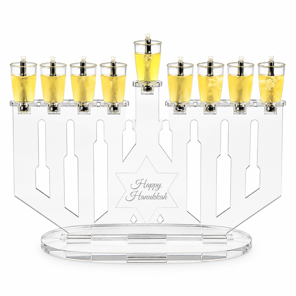 Roma Small Personalized Maccabi Menorah Chanukiah – Custom Engraved Acrylic Hanukkah Menorah | Model # LSN-2303