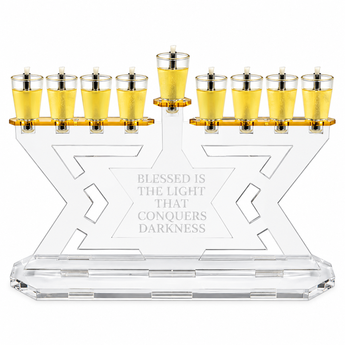 David Small Personalized Maccabi Menorah Chanukiah – Custom Engraved Acrylic Hanukkah Menorah | Model # LSN-2301