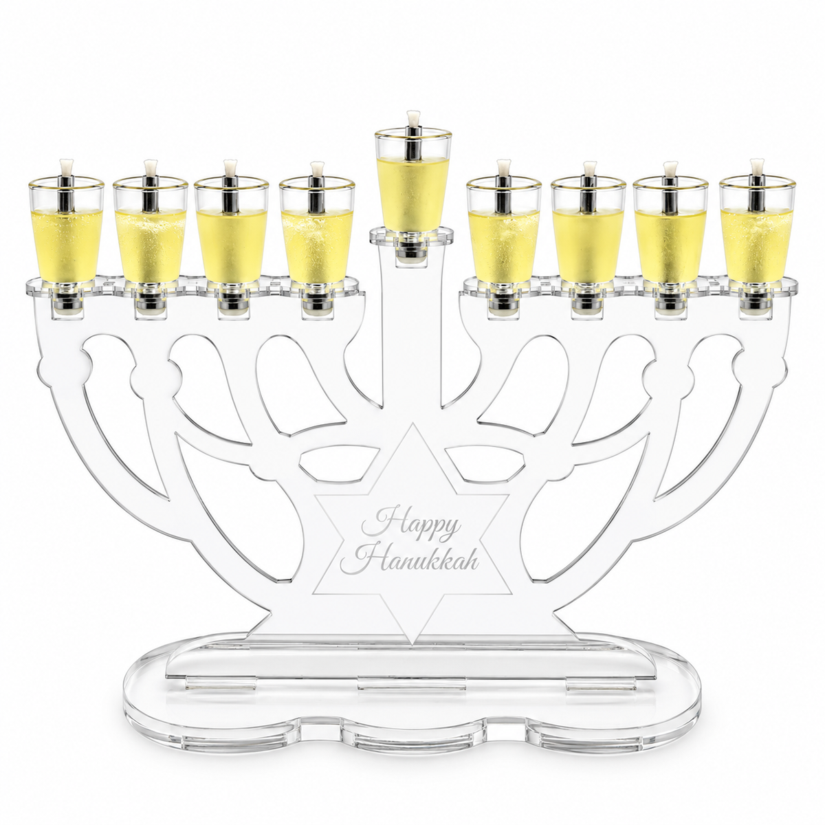 Yehuda Small Personalized Maccabi Menorah Chanukiah – Custom Engraved Acrylic Hanukkah Menorah | Model # LSN-2302