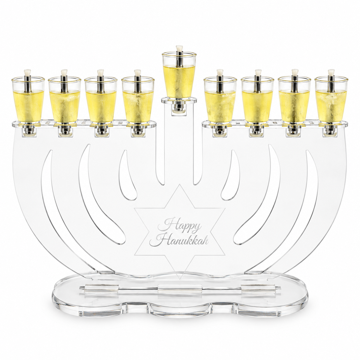 Negev Small Personalized Maccabi Menorah Chanukiah – Custom Engraved Acrylic Hanukkah Menorah | Model # LSN-2305