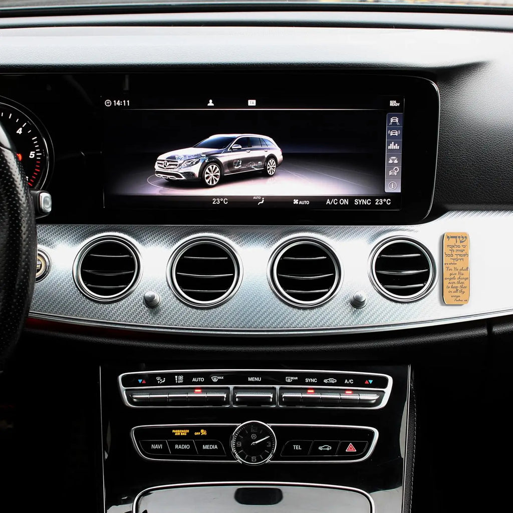 Modern Car Mezuzah for Dashboard with Engraved Traveler's Prayer – Jewish Auto Blessing & Protection (Golden Mirror, LSN-1102)