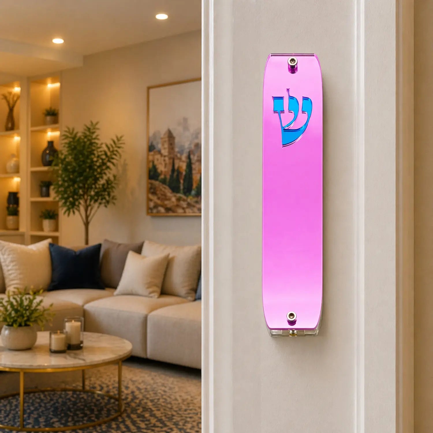 Genesis Classic Mezuzah for Door – Handmade Premium Clear Acrylic Case – Model LSN-10049