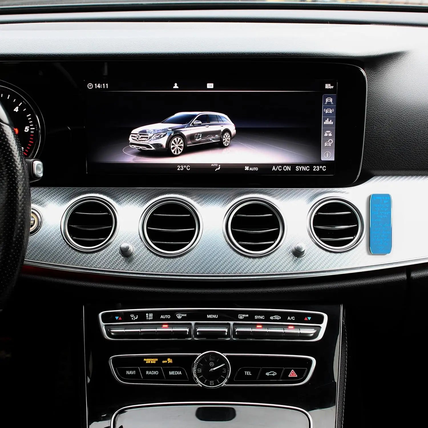 Modern Car Mezuzah for Dashboard with Engraved Traveler's Prayer – Jewish Auto Blessing & Protection (Sky Blue Mirror, LSN-1103)